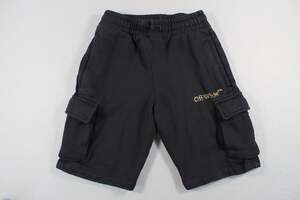 Off-White Kids Cargo Shorts Youth 6 Black Cotton French Terry Logo Embroidered